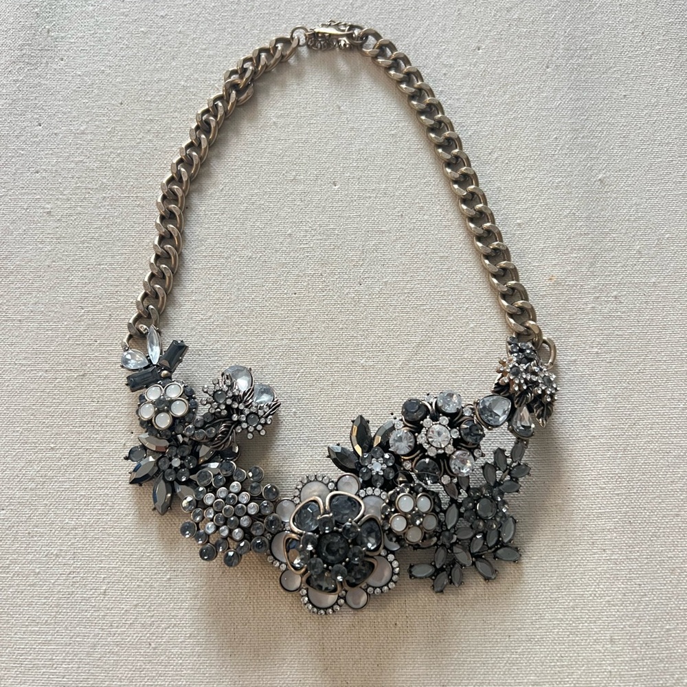 Zara statement necklace. White and grey tone stones